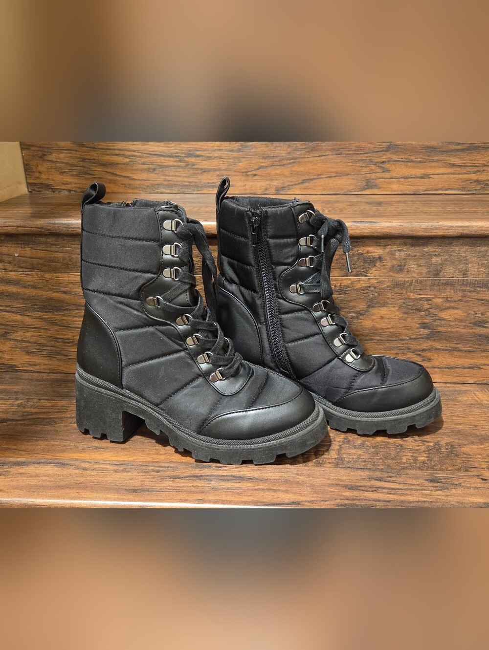 Dolce Vita Nonna black quilted lace-up mid-calf boot Size 8.5